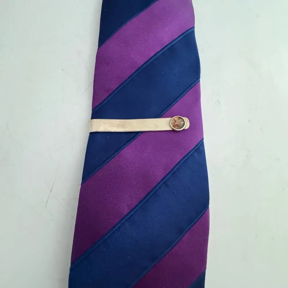 MCM Signed SAM KRAMER Sterling Silver Agate Tie Clip